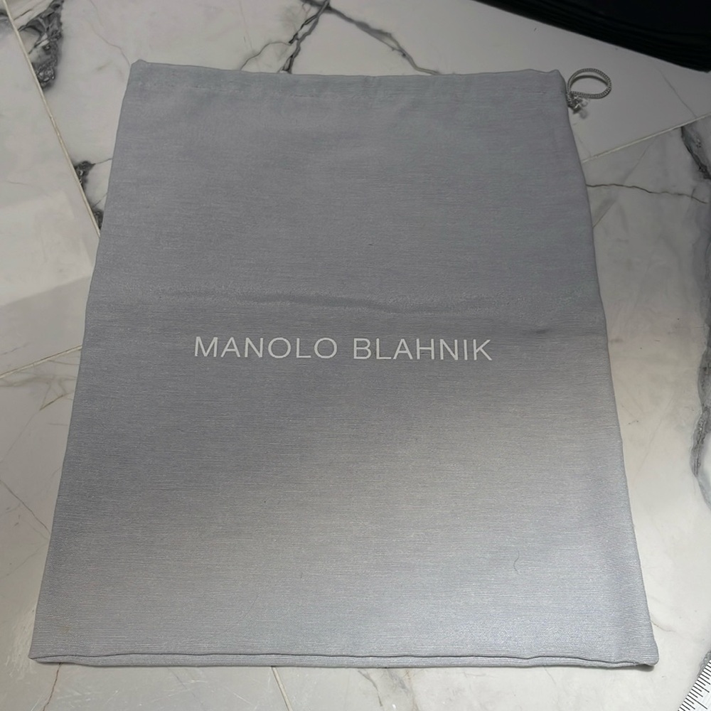 Manolo Blahnik Gray with white Logo Dust Shoe Bag